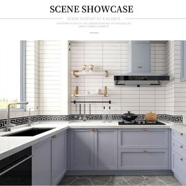 PVC Wallpaper Border Wall Decal Sticker Wall Paper Border Self Stick for Kitchen Bedroom Decoration 10cm by 5m (Modern Geometric)