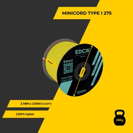 EdcX 2 mm Nylon Paracord 275 (15, 30, 50 and 100 m)– 100% Nylon rope, 3-Strand cord, Nylon cord 2 mm in Many Colours (Yellow, 100 m)