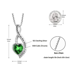 Oskani I Love You to The Moon and Back Necklace for Women, 925 Sterling Silver Heart Birthstone Pendant Necklace Jewelry Anniversary Birthday Gifts for Women Wife Mom Daughter