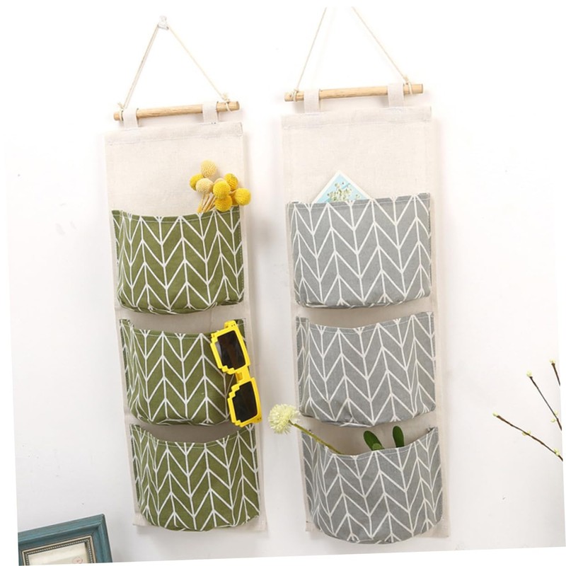 Ciieeo Hanging Storage Organizer Cotton Linen Wall Bag for Clothes