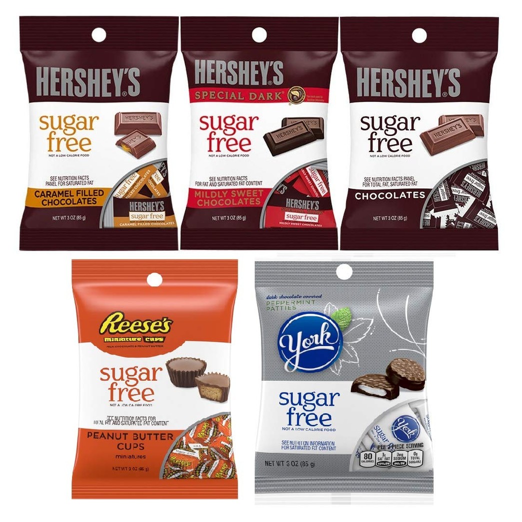 Sugar Free Hershey Ultimate Variety 5 Pack - Caramel Filled, Special Dark, Chocolates, Peanut Butter Cups, Peppermint Patties