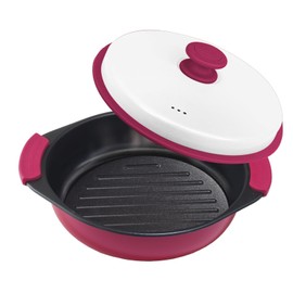 MKYSAIL Microwave Grill Pan,Deep Microwave Crisper|Grill Pot with Grill Marks for Grilling,Frying,Crisping &Cooking,Multi-Purpose Micro Cookware with Lid,Safe for Family,Travel,Dorms