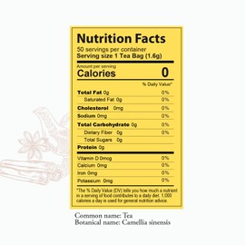 Ceylonzon Chai Tea Classic Taste 50 Individually Foil-Wrapped Tea Bags, Pure Ceylon Black Tea with Naturally Rich flavor & Spices, Spice Chai Latte Blend 80g