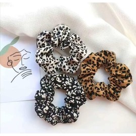Leopard Print Hair Scrunchies Soft Hair Ties Elastic Ponytail Holders for Women Girls Satin Scrunchies for Thick Long Hair Accessories 3 Pcs (Style 1, One size)