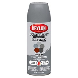Krylon K05131807 ColorMaster Paint + Primer, Ultra Flat Primer, Gray, 12 oz.