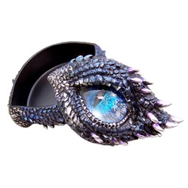 Purple and Blue Thorny Scale Dragon Eye Jewelry Trinket Box, 5 Inch