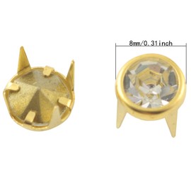 Pro Bamboo Kitchen 60pcs White Crystal Claw Beads Nailhead 8mm DIY Fashion Rhinestone Nailhead Studs Punk Spikes Decorative Rivets for DIY Leather Craft