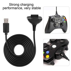 Charging Cable for 360 Controllers - 2 in 1 1.5 m Fast Charging ABS Charging Cable, Wired Charging Cable for 360 Controllers (Black)