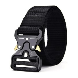 Zukunftsenkel Tactical Belt Men's Black Military Quick Release Extra Length 125 cm - 175 cm, black