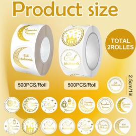 Gold Foil Eid Stickers, Enhance Your Festivities with a Diverse Collection of Eid Mubarak and Ramadan Stickers – 1000 Piece Set, Perfect for Ramadan Decorations, Eid Mubarak Decorations