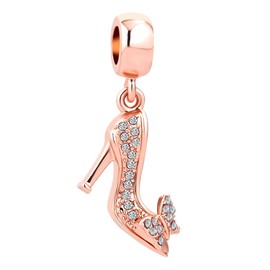 CharmSStory Bling Highheeled Shoe Charms Dangle Beads for Bracelets (Rose Gold)