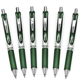 Pentel EnerGel XM BL77 - Retractable Liquid Gel Ink Pen - 0.7mm - 54% Recycled - Forest Green - Pack of 6