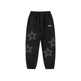 Aelfric Eden Black Sweatpants Mens Star Print Drawstring Pants Casual Jogger Pants with Pockets