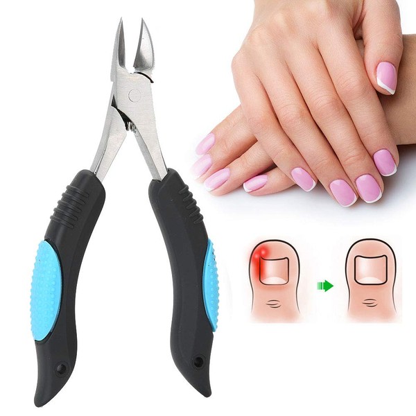 Cuticle Nippers, Fingernail Toenail Cuticle Scissors Pedicure Cutter Tool with Non-slip Handle for Nail Art Salon and Home Ingrown Toe Nail Cuticle Pliers