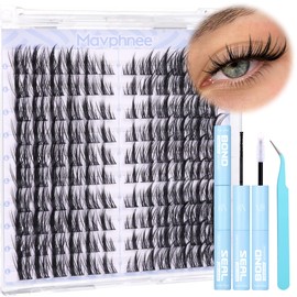 Mavphnee Cat Eye Lash Clusters Kit Spiky Cluster Eyelashes Kit Fairy Eyelash Cluster Anime Individual Lashes Natural Lash Extension Cluster Wispy Manga Cluster Lash Kit with Bond and Seal Lash Glue and Tweezer