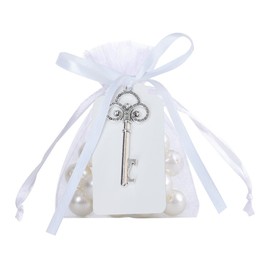 Awtlife 50 Pcs Rustic Vintage Key Bottle Opener with Card Tag and Sheer Bag for Wedding Party Favors