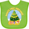 inktastic Baby's First Christmas Baby Bib Apple Green 444ec