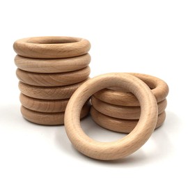 HEOCAKR Natural Beech Wood Rings, 10 Pcs Unfinished 6cm Solid Wooden Rings Circles Without Paint for Craft, Ring Pendant and Connectors Jewelry Making