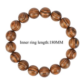 anzhongli Prayer Beads Bracelet 12MM for Men and Women Beaded Bracelet Sandalwood Elastic(12mm 17 beads Tiger skin)
