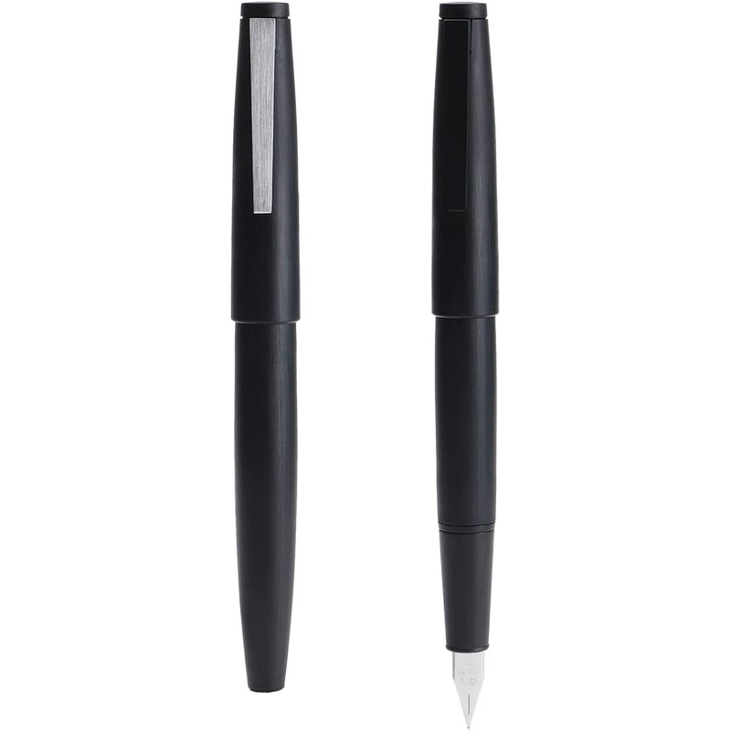 Jinhao 80 - Pluma estilográfica de fibra de carbono cepillada,