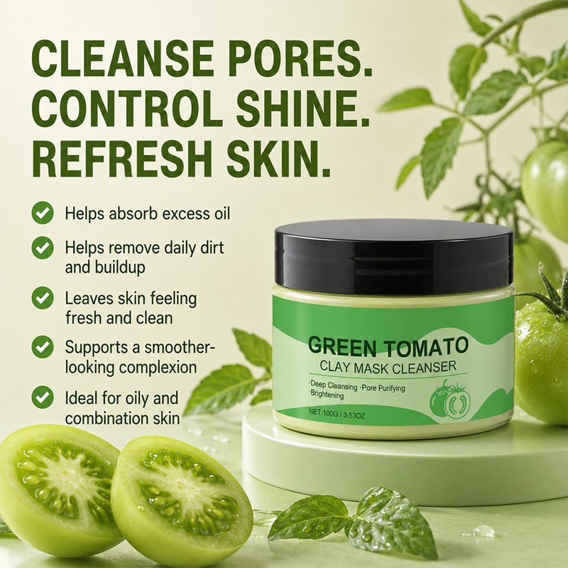 Green Tomato Clay Mask Cleanser, 100g Clay Face Mask for