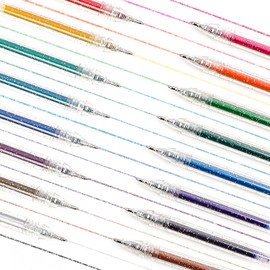 Grabie Glitter Gel Ink Pens, Vibrant Metallic Sparkle Pens, Spark Your Creativity with Every Color of the Rainbow (18 Colors Retractable Glitter Pens)