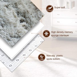 HARESLE Round Rug,Fluffy Circle Area Rug Soft Washable Rug for Kids,Bedroom Circle Rug (Light Grey,60cm