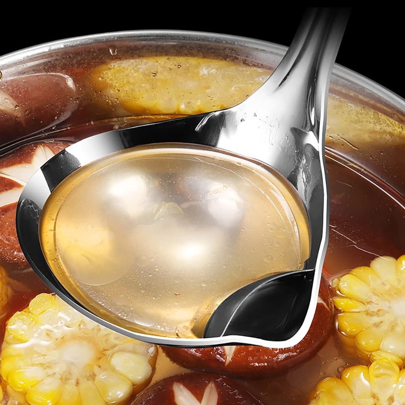 2PCS Fat Skimmer Spoon, Fat Separator for Cooking Ladle Strainer