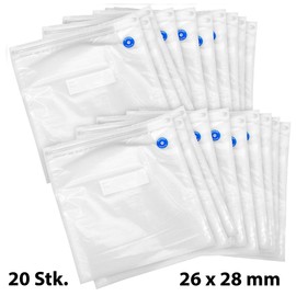 Rosenstein & Söhne Vacuum Bags with Valve: 20 Mega Pack Vacuum Sealer Bags, 26cm x 28cm Each (Vacuum Bag with Valve, Foil Bags with Valve, Vacuum Bags with Pump)
