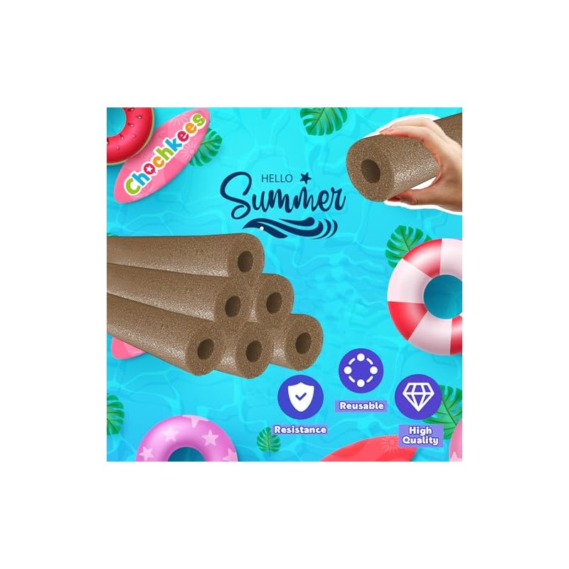 Chochkees Brown Pool Noodles Swimming Hollow Core Foam Tube, Floating