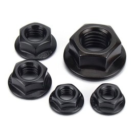 M10x1.5 Galvanized Black Flange Hex Serrated Nut 15PCS ROARADE 304 Stainless Steel (M10x1.5 304 G.B 15 PCS)