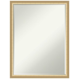 Amanti Art Gold Wall Mirror 26x20 Florence Gold Rectangle Bathroom Mirror for Wall Decor Living Room, Medium Casual Frame, Hangs Horizonally and Vertically, Bathroom Decor, Petite Bevel Edge from WI