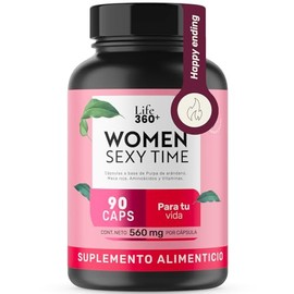 LIFE 360+ Women Sexy Time | 90 Cápsulas | Maca Roja, L-Tirosina, Vitaminas, Pulpa de Arándano, | Suplemento alimenticio para mujeres | Bienestar femenino | Energía y equilibrio emocional