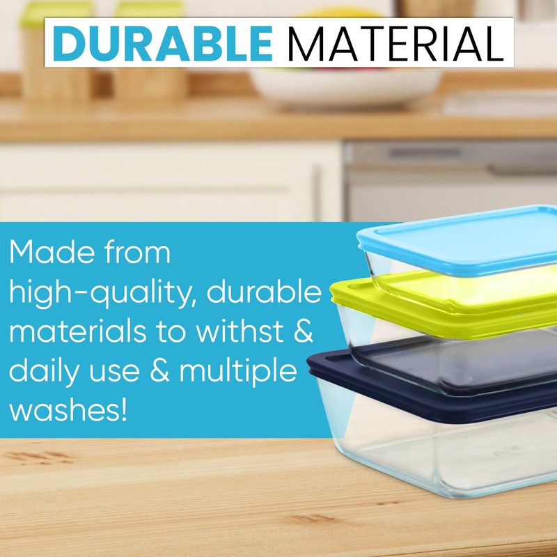 MRX Solutions Rectangular Lids for Pyrex Food Storage Containers (2)