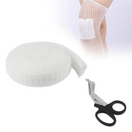 Elastic Mesh Wound Dressing, Mesh Tube Bandage Elastic Mesh Tube Bandage Rollselastic Net Dressing, Elastic Bandage, with 1 Medical Scissors