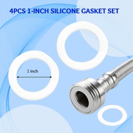 4 pcs 1" Silicone Flat Washers – White Sealing Gaskets & Wave Lock O-Rings for Bellows, Hose Fittings, Leak-Proof Plumbing