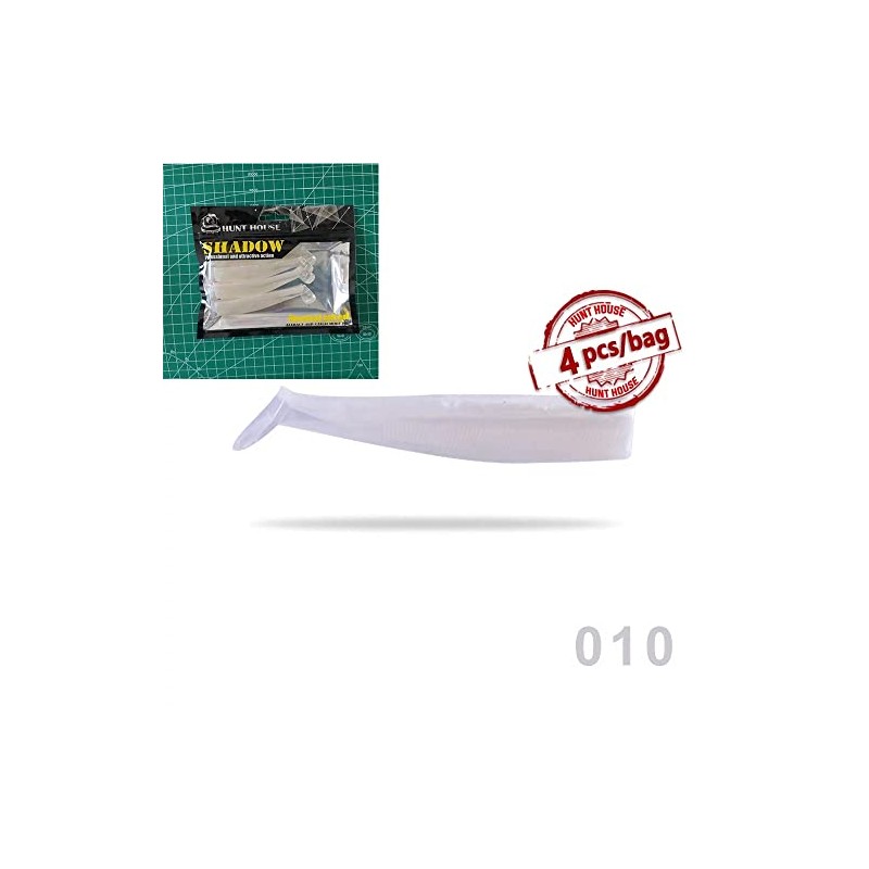 Hunthouse Minnow Tail (White, 4pcs, 100mm) - Bass, Cod, Pike