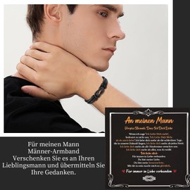 SUNSH Gift for son/husband, I love you, gift for man, mum gift for son, engraved leather bracelet for son/husband, birthday gift, anniversary, Christmas, Valentine's Day, No gemstone