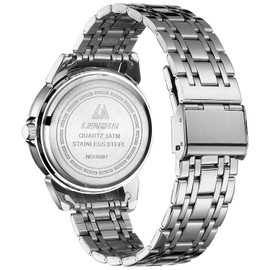 LN LENQIN Mens Watches Stainless Steel Watches for Men Waterproof Analog Quartz Date Diamond Business Dress Luxury Men's Wrist Watches