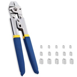 ibubu Stainless Steel Crimping Pliers, Wire Clamp Cutter, Wire Stripper, Wire Rope Cutter, Aluminum Sleeve, Hand Press, Crimping Sleeve, Crimping Tool, 0.0004 - 0.08 inch (0.1 - 2.2 mm), 8 Character Aluminum Sleeves, 50 Pieces