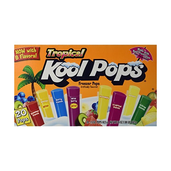 Kool Pops Tropical Freezer Pops 20 Pops - Pack of