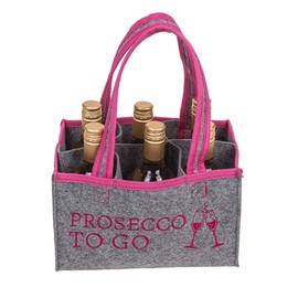 mucHome Prosecco To Go Women's Felt Handbag for 6 Bottles Bottle Carrier Storage Bag Grey, gray, Bottle bag