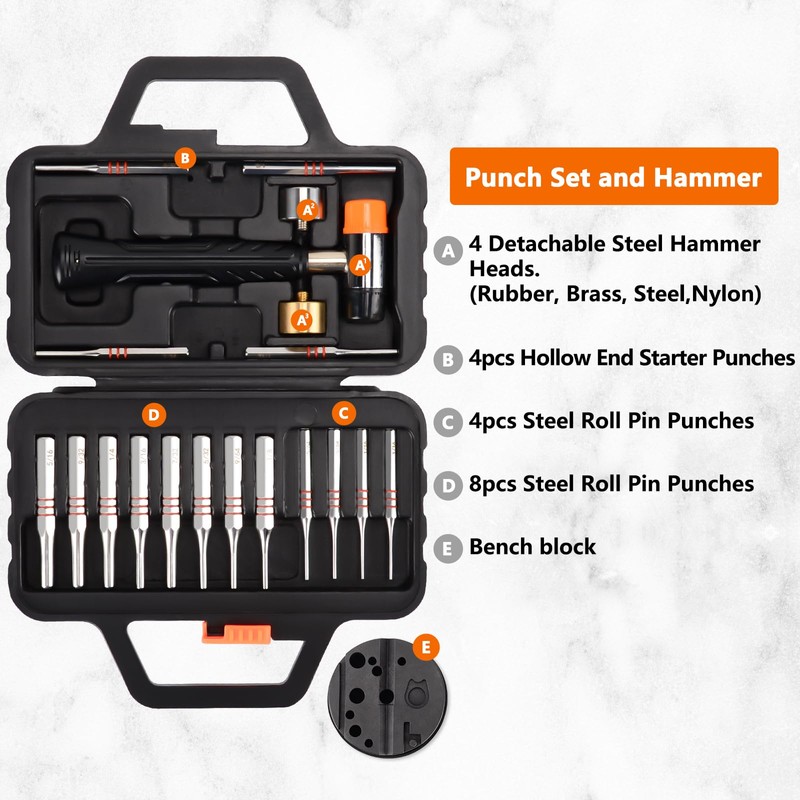 Pridefend Punch Set, Roll Pin Punch Set Made of Solid
