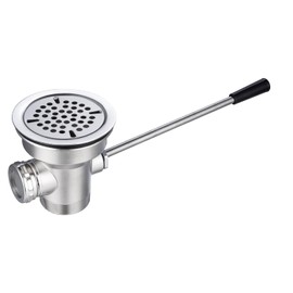Sepaitek 3-1/2" Commercial Sink Drain with Straight Lever Handle, Waste Drain Valve with Overflow Inlet for Restaurant 2/3 Compartment Sink, Easy Controll, Block-Free and Leakproof