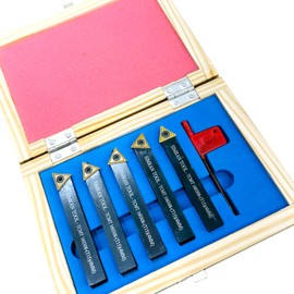 BLUEFOX TOOLS 5 Pcs, 1/2 Inch Indexable Carbide Lathe Turning Tool Holder, Wrench Mini Set Turning Tooling Kit, Metal Milling Cutters with inserts TCMT16T308 | Boring Bar for Grooving Thread