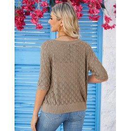 GRACE KARIN Summer Cardigan Ladies Khaki Cardigans for Women UK Vintage Short Cardigan M