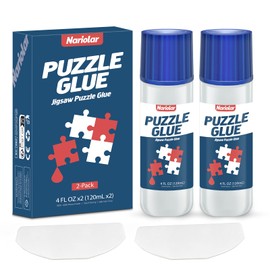 Nariolar Jigsaw Puzzle Glue Clear with Applicator Suitable for Fixing and Hanging Puzzles, Quick Drying, 4-Ounces, 2Pack