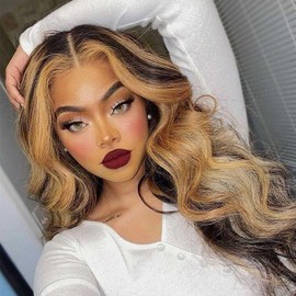 Aorbige 13x6 Lace Front Honey Blonde Wig Human Hair Body Wave Style 180% Density More Thick hair with Clean Hairline for Black Women (28inch, 13x6 lace front wig)