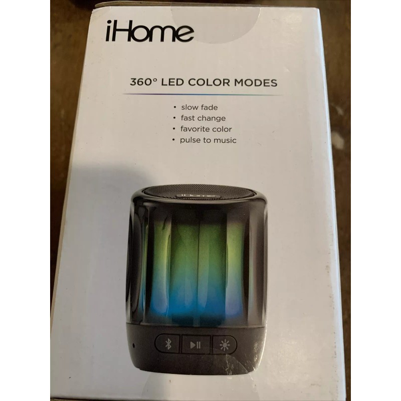 iHome PlayGlow Mini Portable Bluetooth Speaker & LED Color iBT805B