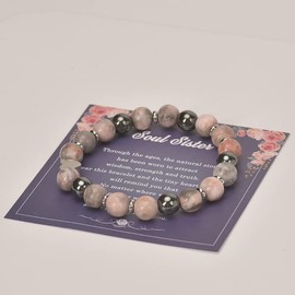 Soul Sister Gifts Nature Stone Bead Bracelet for Best Friends Birthday Christmas Gift for Women Sister Bestie Purple Amethyst Bracelet Graduation Gifts for Women Girls